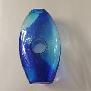 Azure Bubble Art Glass Vase
